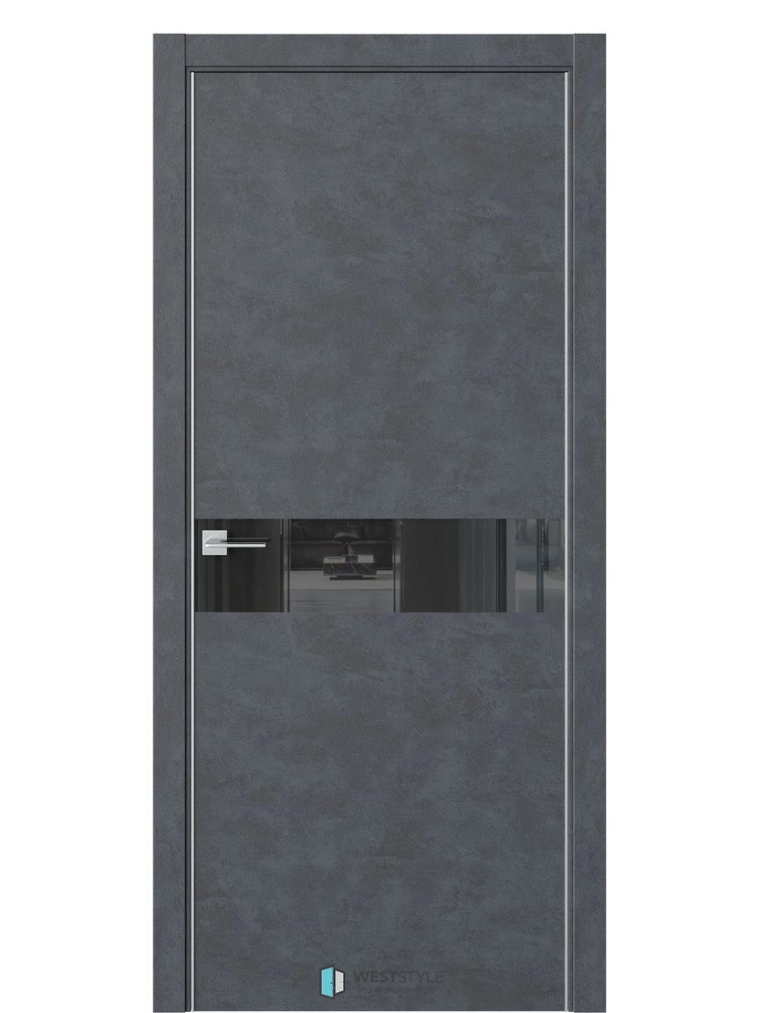 Межкомнатная дверь WestStyle Industrial IN1 ДО Lacobel Черное Бетон маренго
